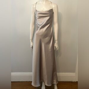 Zara Silver Satin Maxi Dress